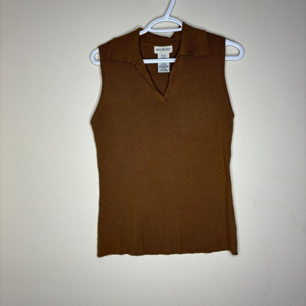 white stag womens camel/tan sweater vest size large